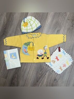 Baby Bundle Atlantis Baby Yellow Knit Humpty Dumpty Sweater Hat Baby Book 6-12M